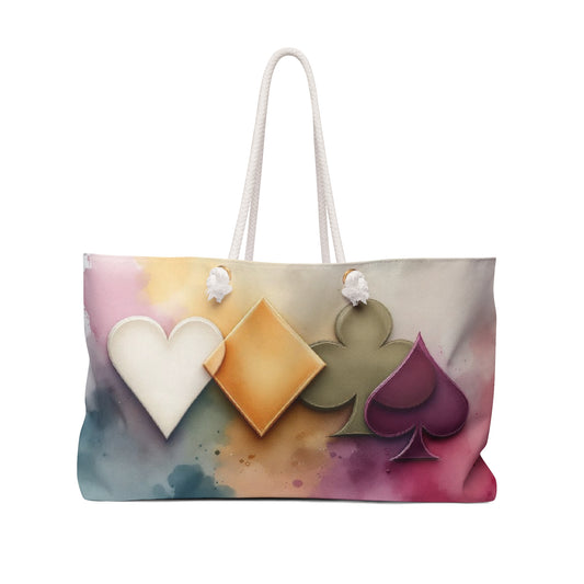 Card Symbols Mahjong Canasta Playing Cards  Art Tote Beach Bag Travel Bag Weekender Bag