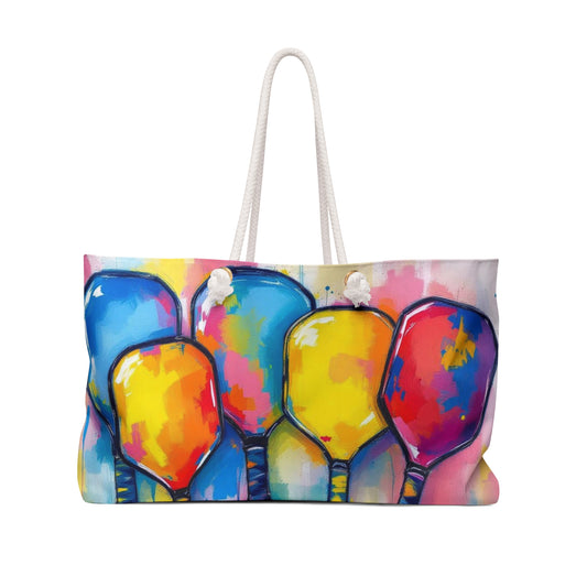 Colorful Pickelball Rackets Art Tote Beach Bag Travel Bag Weekender Bag