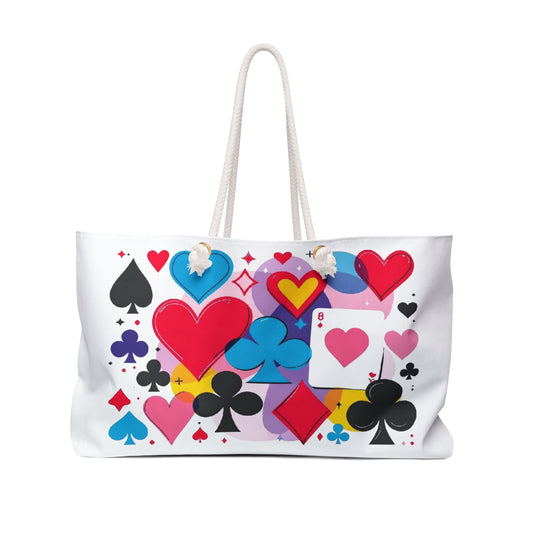 Card Symbols Mahjong Canasta Playing Cards  Art Tote Beach Bag Travel Bag Weekender Bag