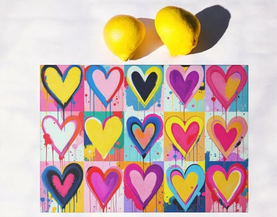 Modern Hearts Art Cutting board Charcuterie Board