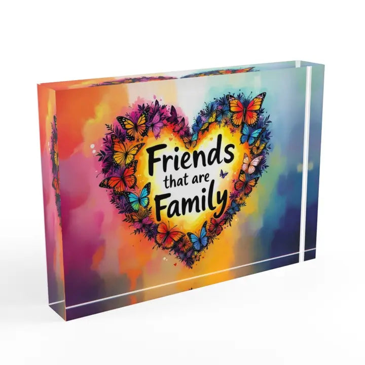 Friends That Are Family Art Crystal Block Table Decor