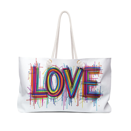 Abstract LOVE Art  Tote Beach Bag Honeymoon Travel Bag Weekender Bag