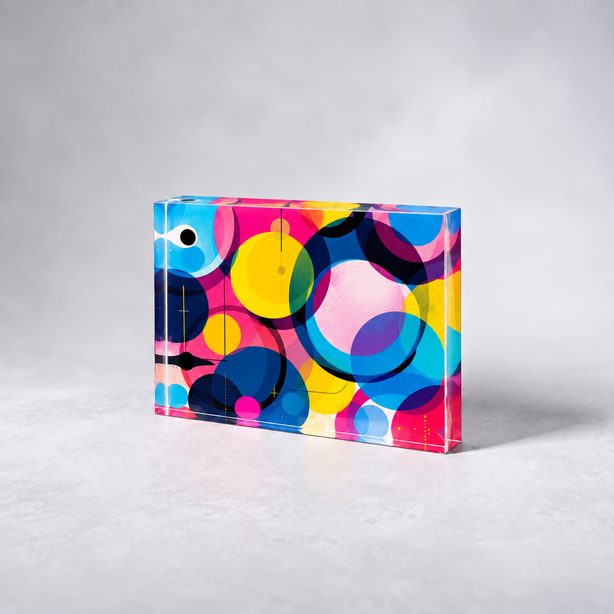 Colorful Abstract Art Crystal Block Table Decor