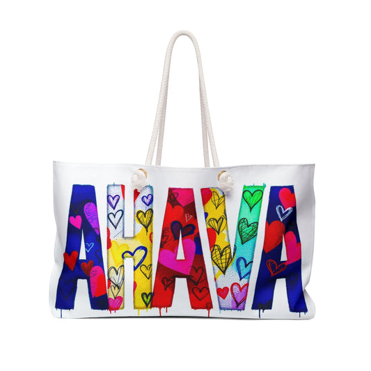 Ahava LOVE hearts  Tote Beach Bag Travel Bag Weekender Bag