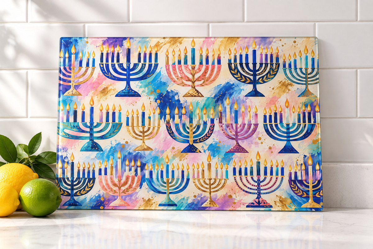 Menorah Holiday Cutting Board Serving Platter