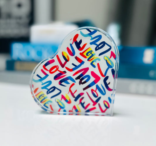 LOVE Crystal Heart Paperweight Table Decor