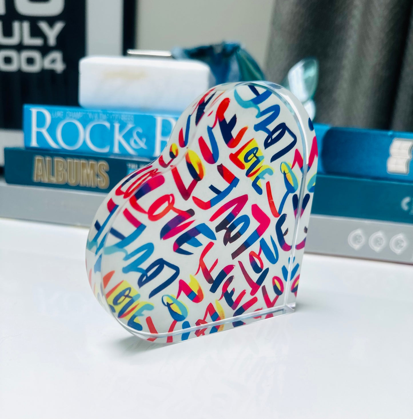 LOVE Crystal Heart Paperweight Table Decor