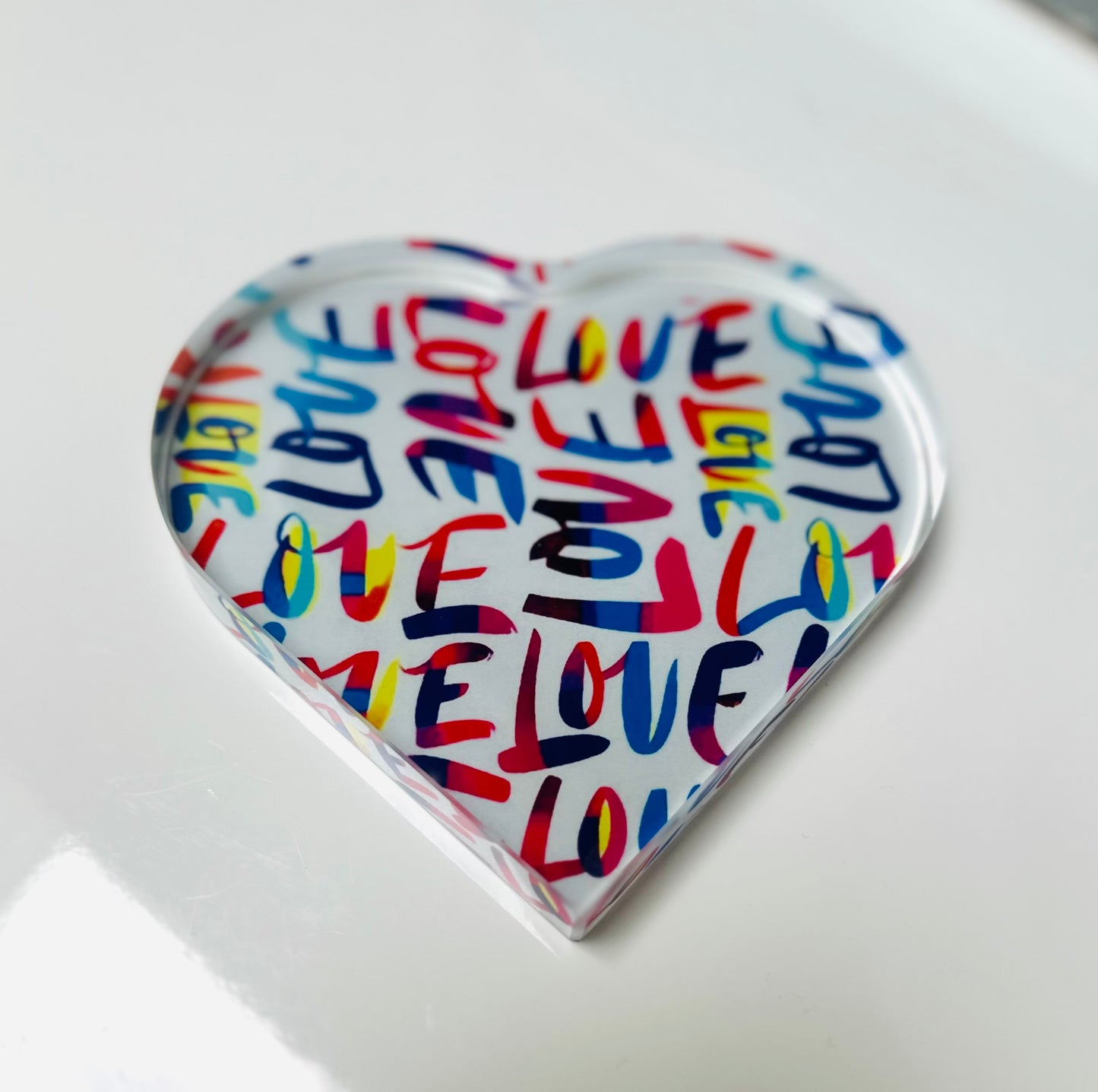 LOVE Crystal Heart Paperweight Table Decor