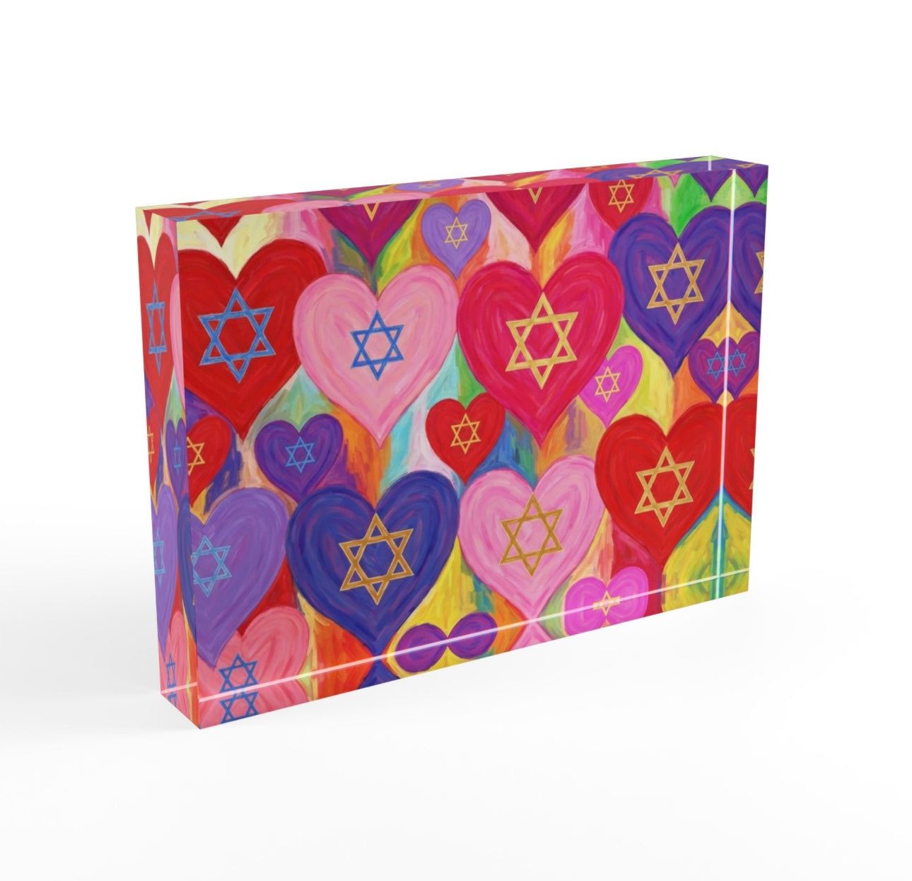 Star Of David Hearts Crystal Block
