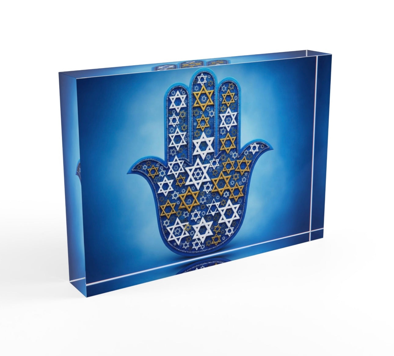 Hamsa Star Of David Judaica Crystal Block Table Decor