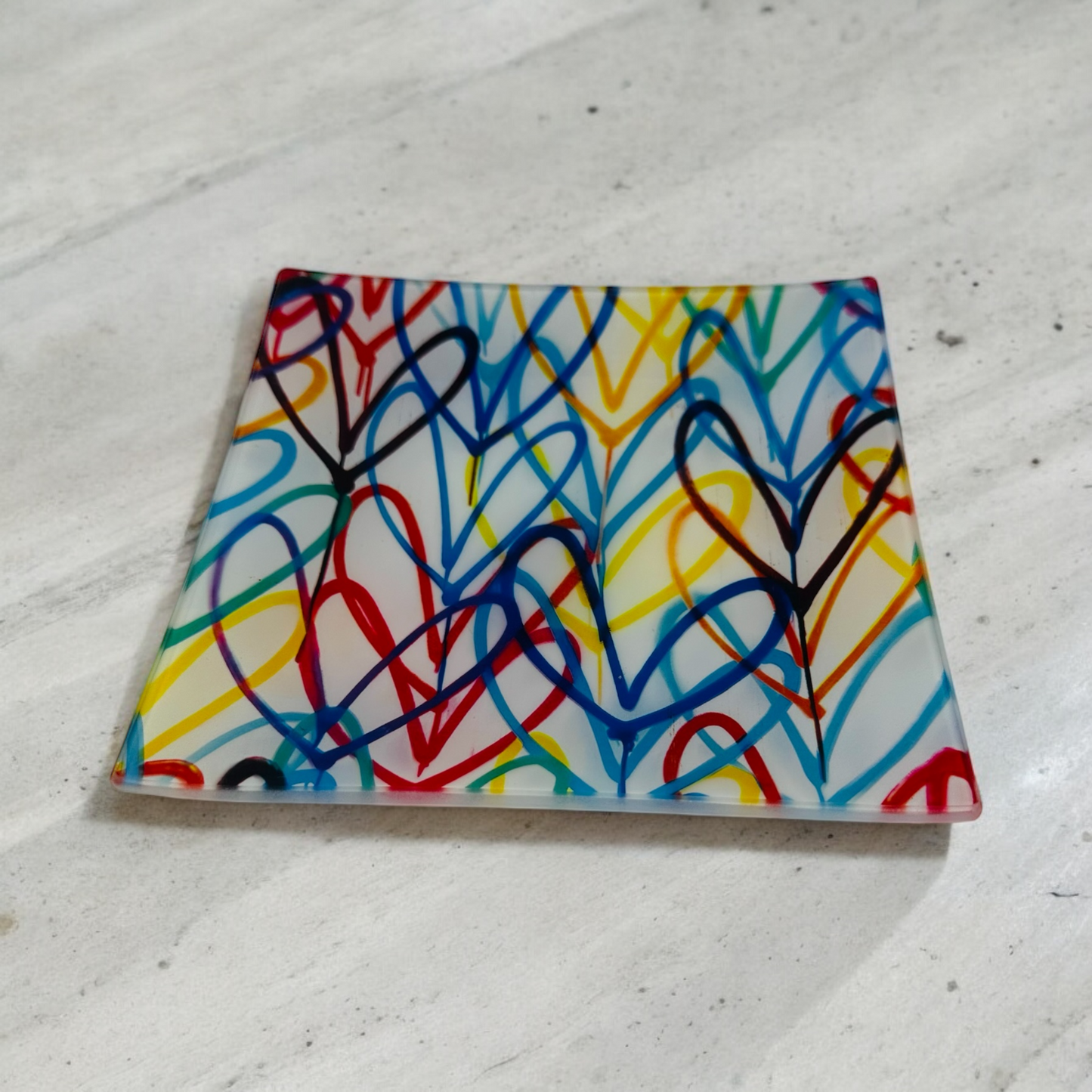 Graffiti Colorful Hearts Love Trinket Dish Catchall