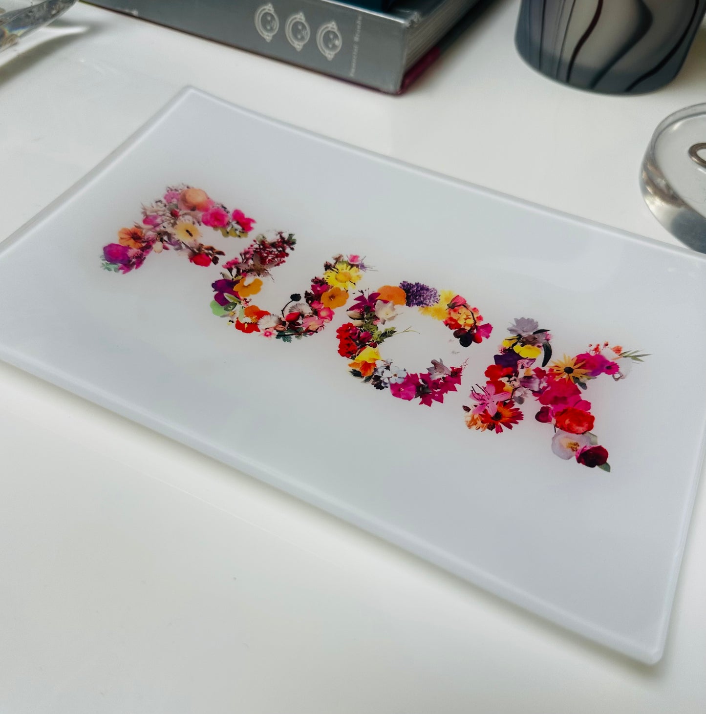 Say It  With Flowers Floral Fuck Trinket Tray Catchall