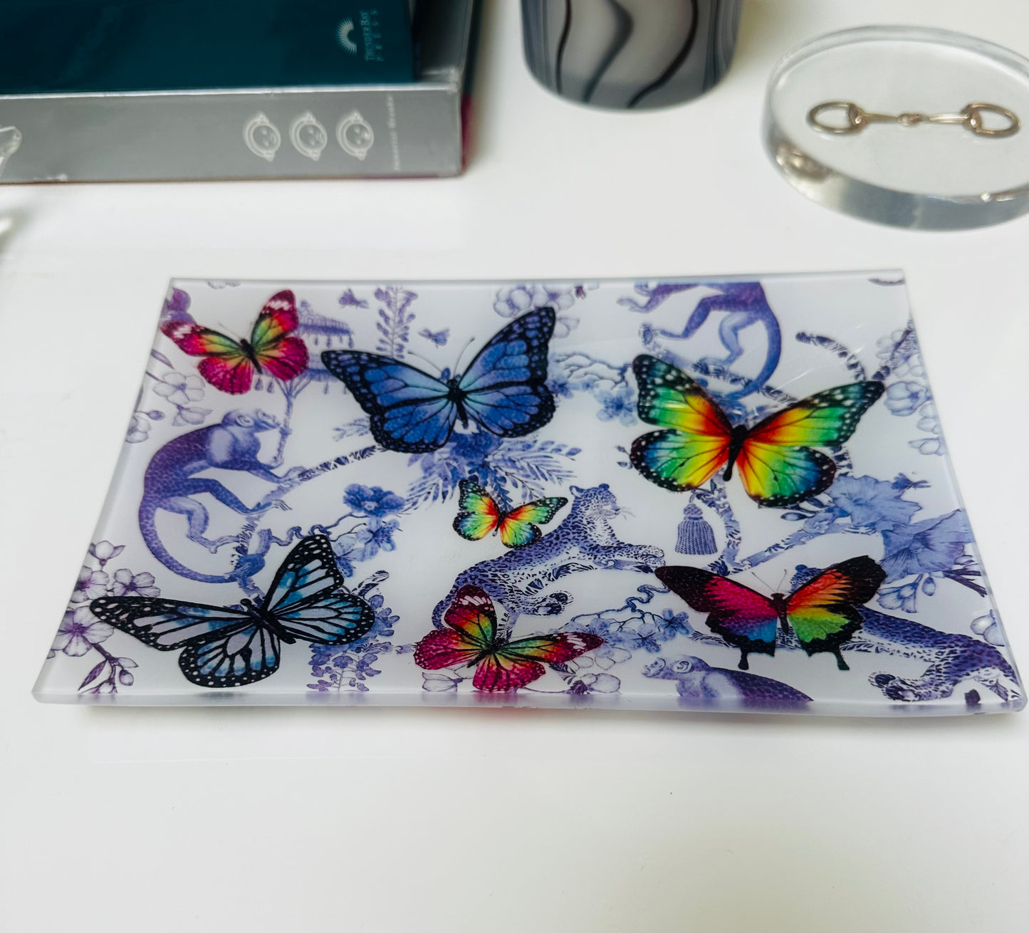 Butterfly Chinoiserie Trinket Tray Catchall