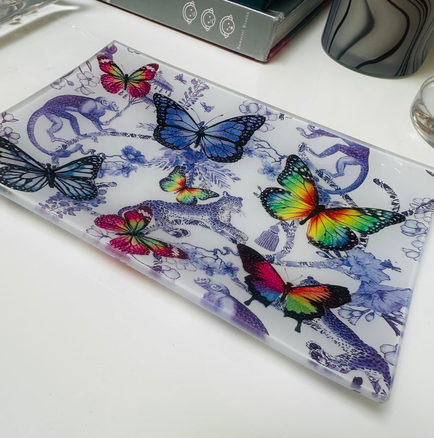 Butterfly Chinoiserie Trinket Tray Catchall