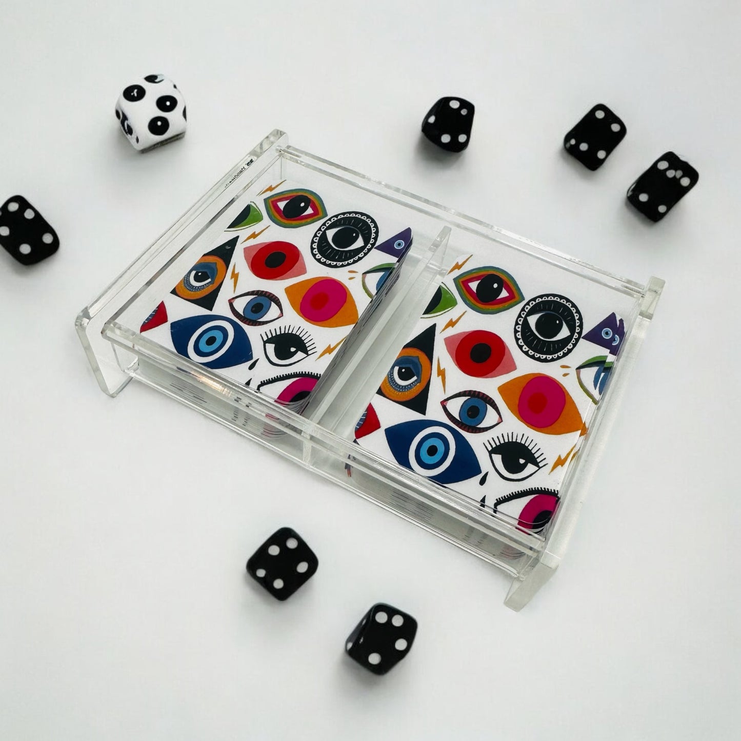 Evil Eye Double Deck Acrylic Holder Canasta Lover