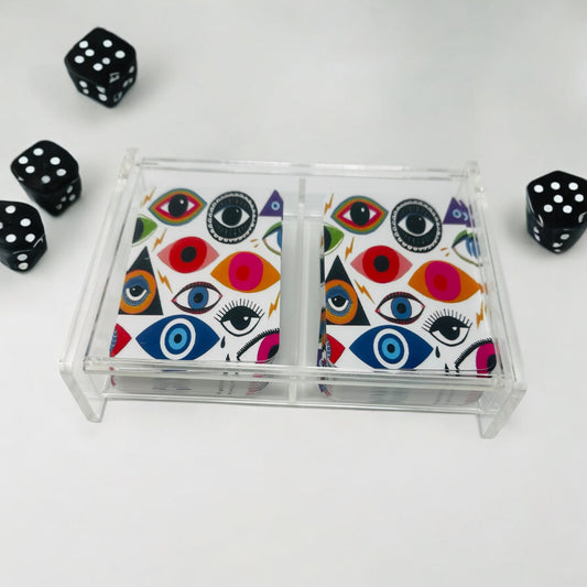 Evil Eye Double Deck Acrylic Holder Canasta Lover
