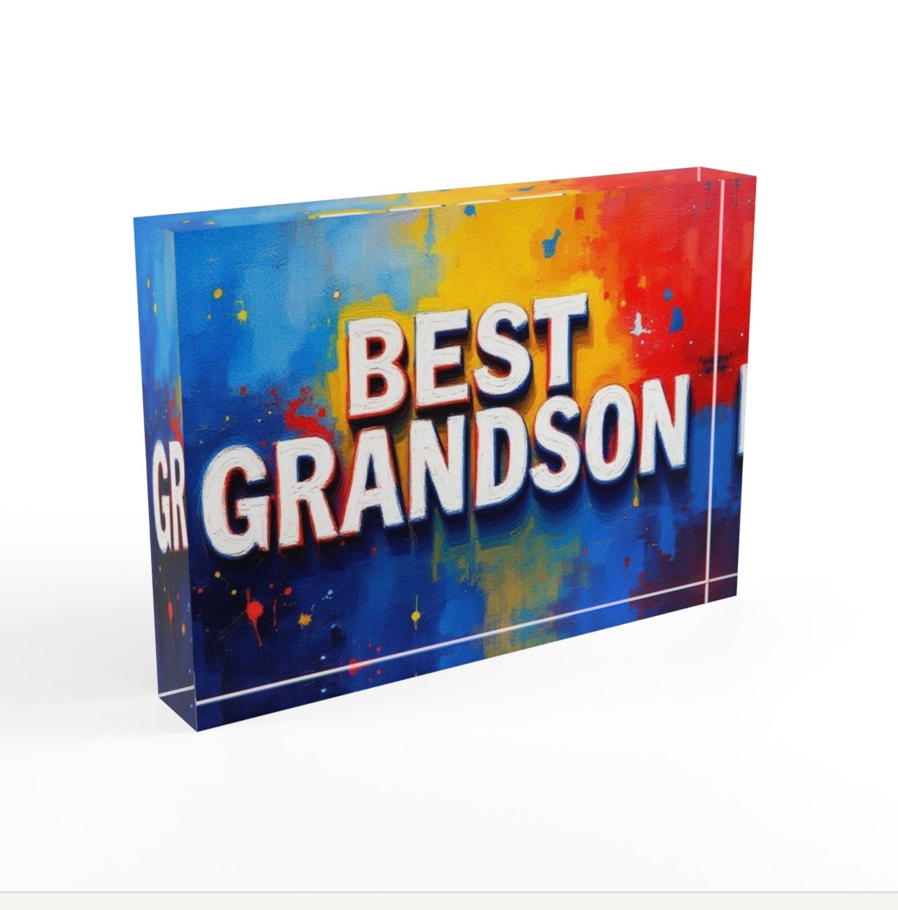 Best Grandson Crystal Block Table Decor