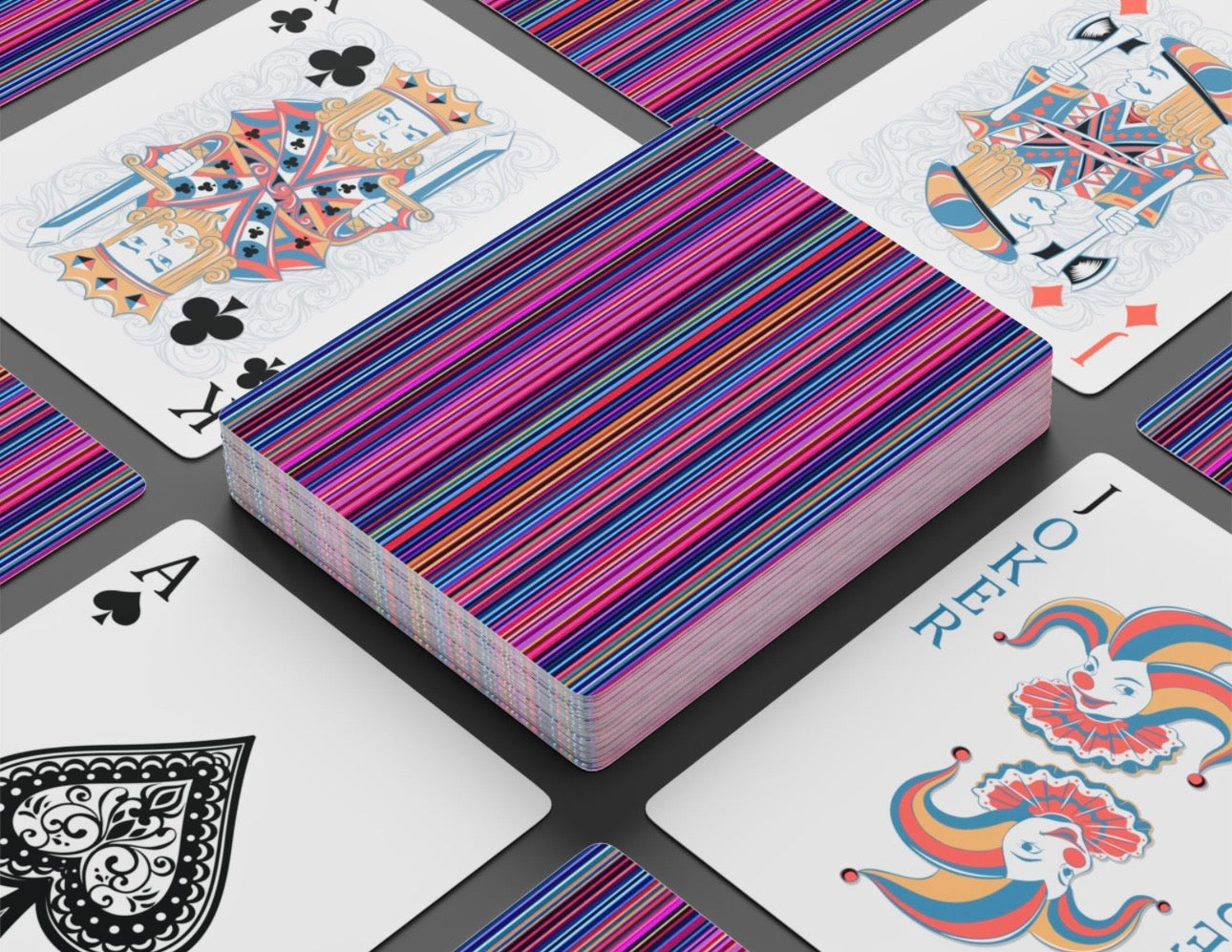 Abstract Colorful Lines Canasta Deck Of Playing Cards