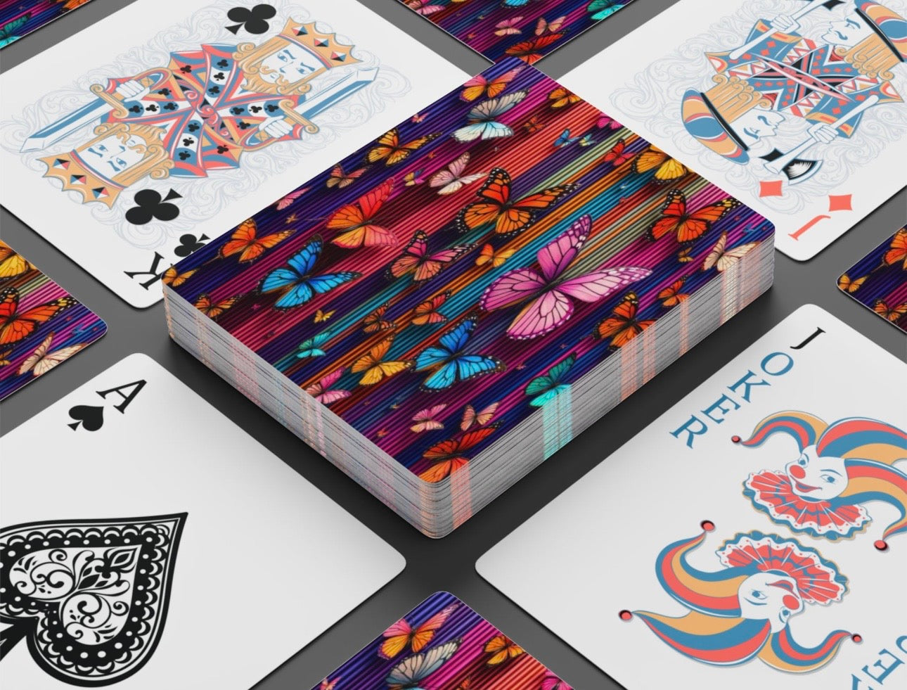 Butterfly Abstract Lines Canasta Deck Of Playing Cards