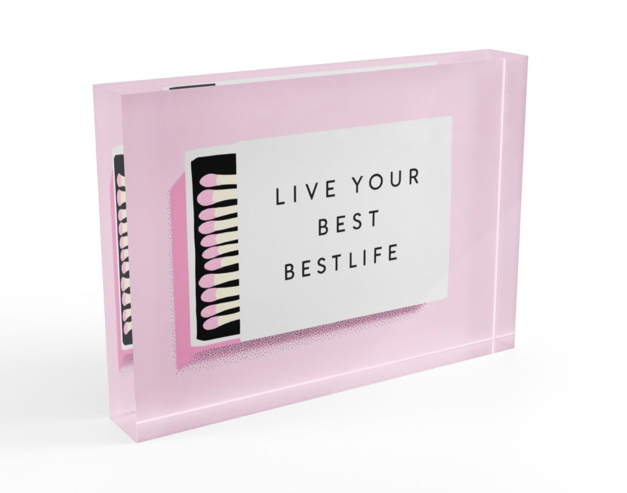 Live Your Best Life Matches Crystal Block Table Decor