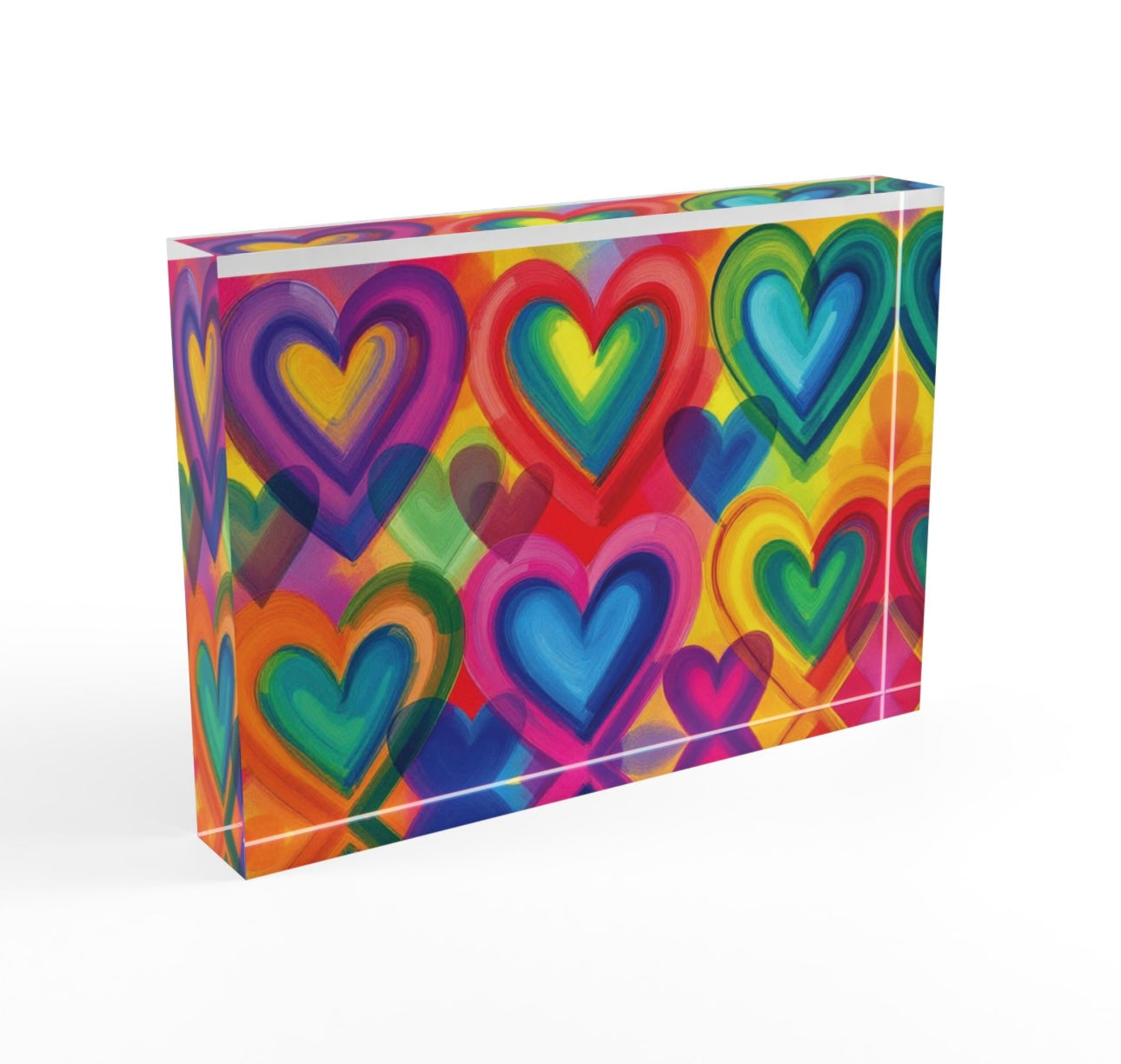 Colorful Hearts Love Crystal Block Table Decor