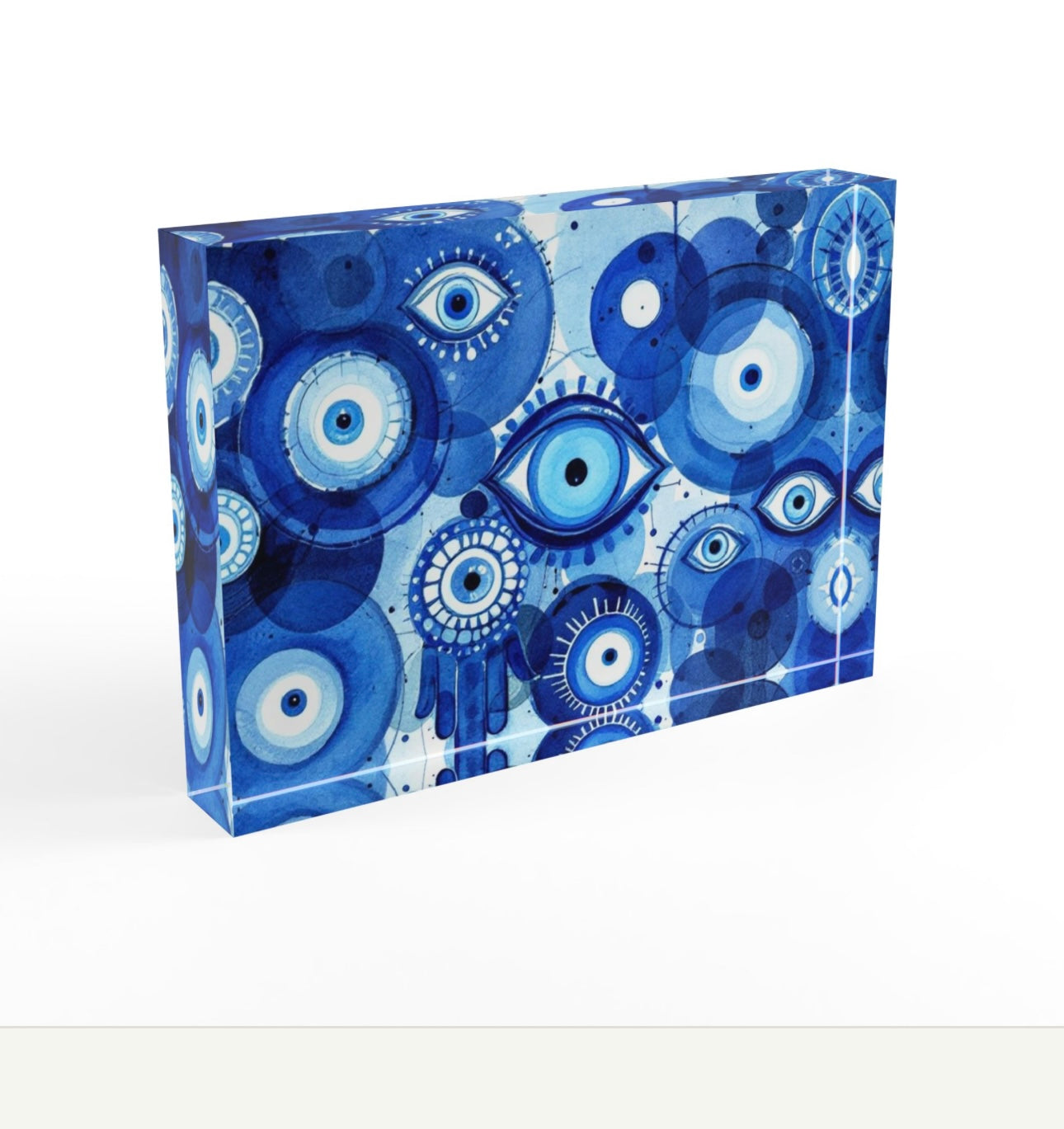 Evil Eye Blues Crystal Block Table Decor
