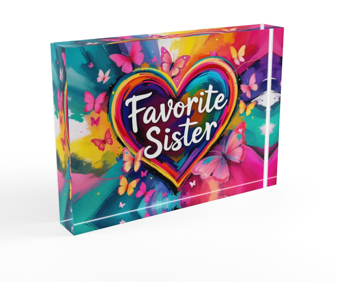 Favorite Sister Crystal Block Table Decor