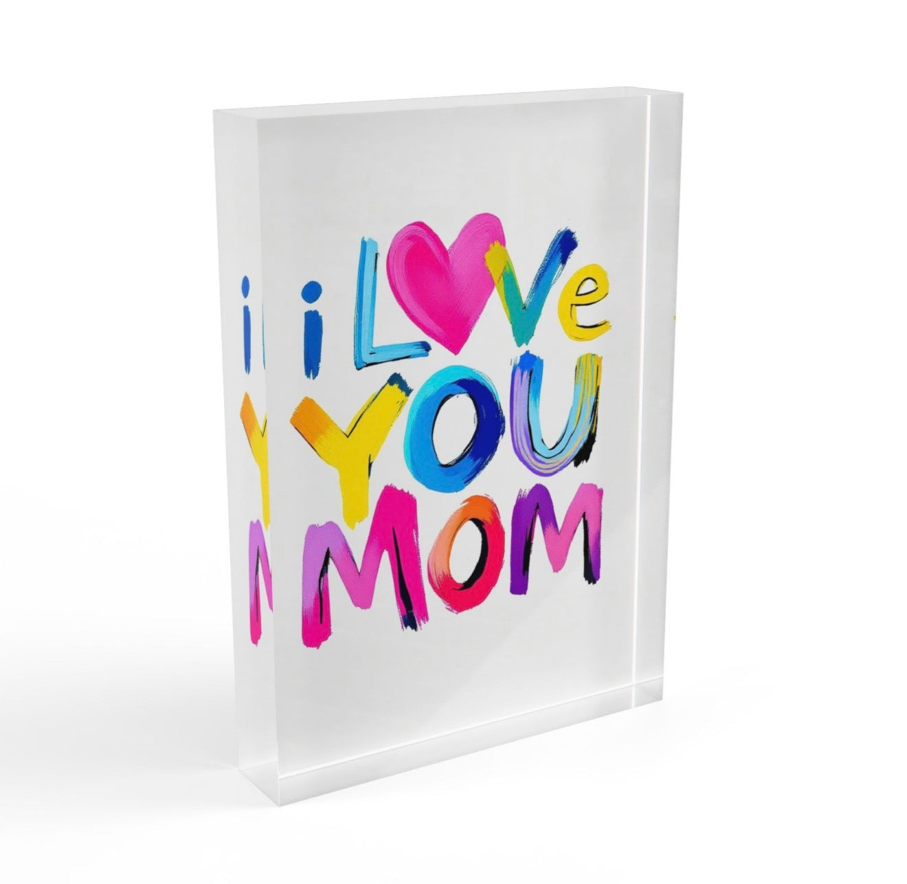 I Love You Mom Crystal Block Table Decor