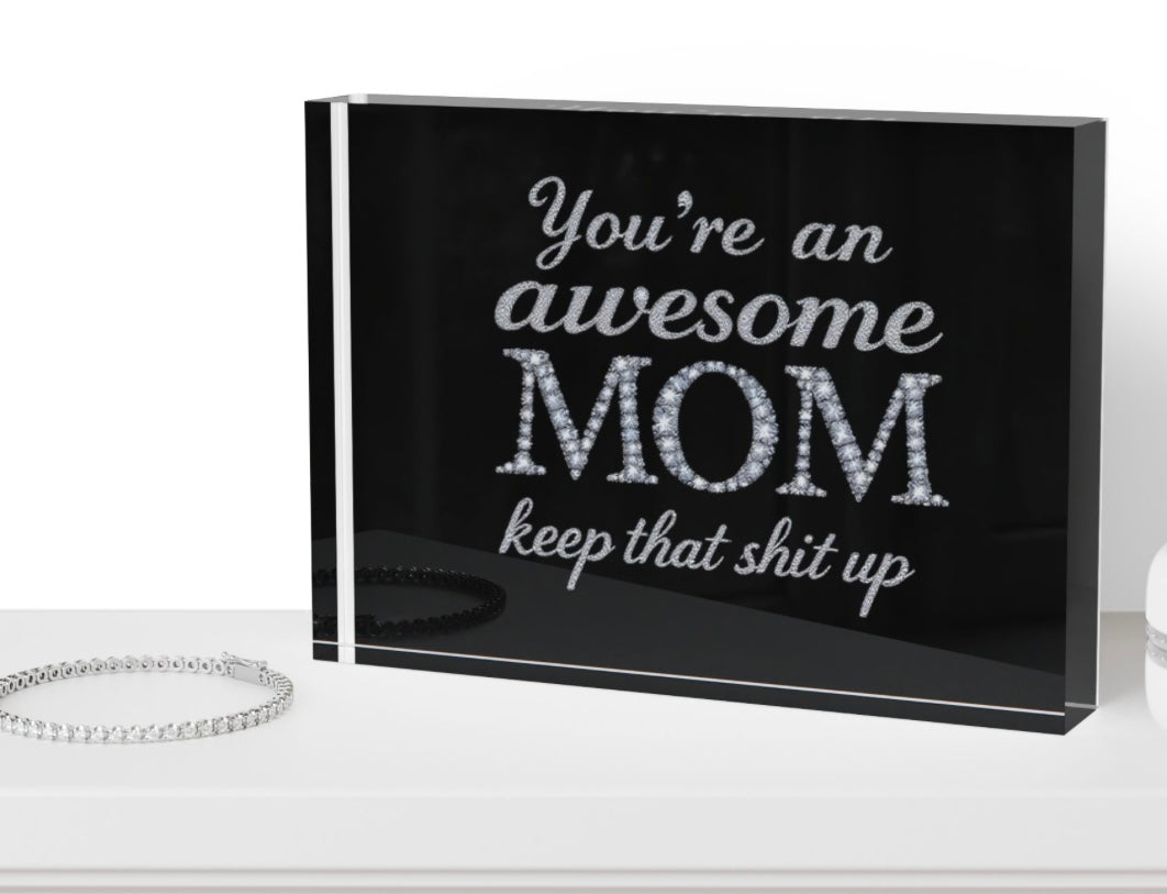 Mom Crystal Block Table Decor