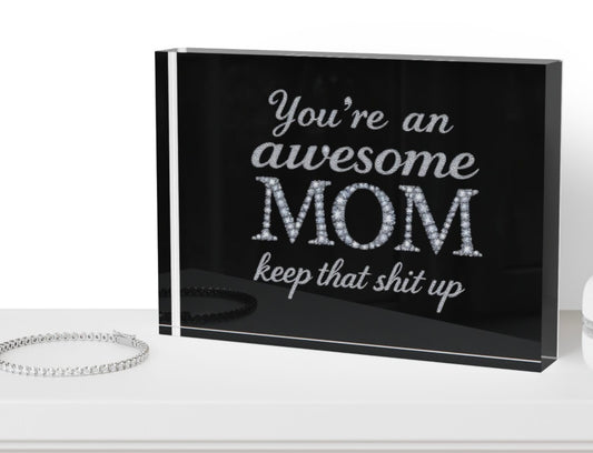 Mom Crystal Block Table Decor
