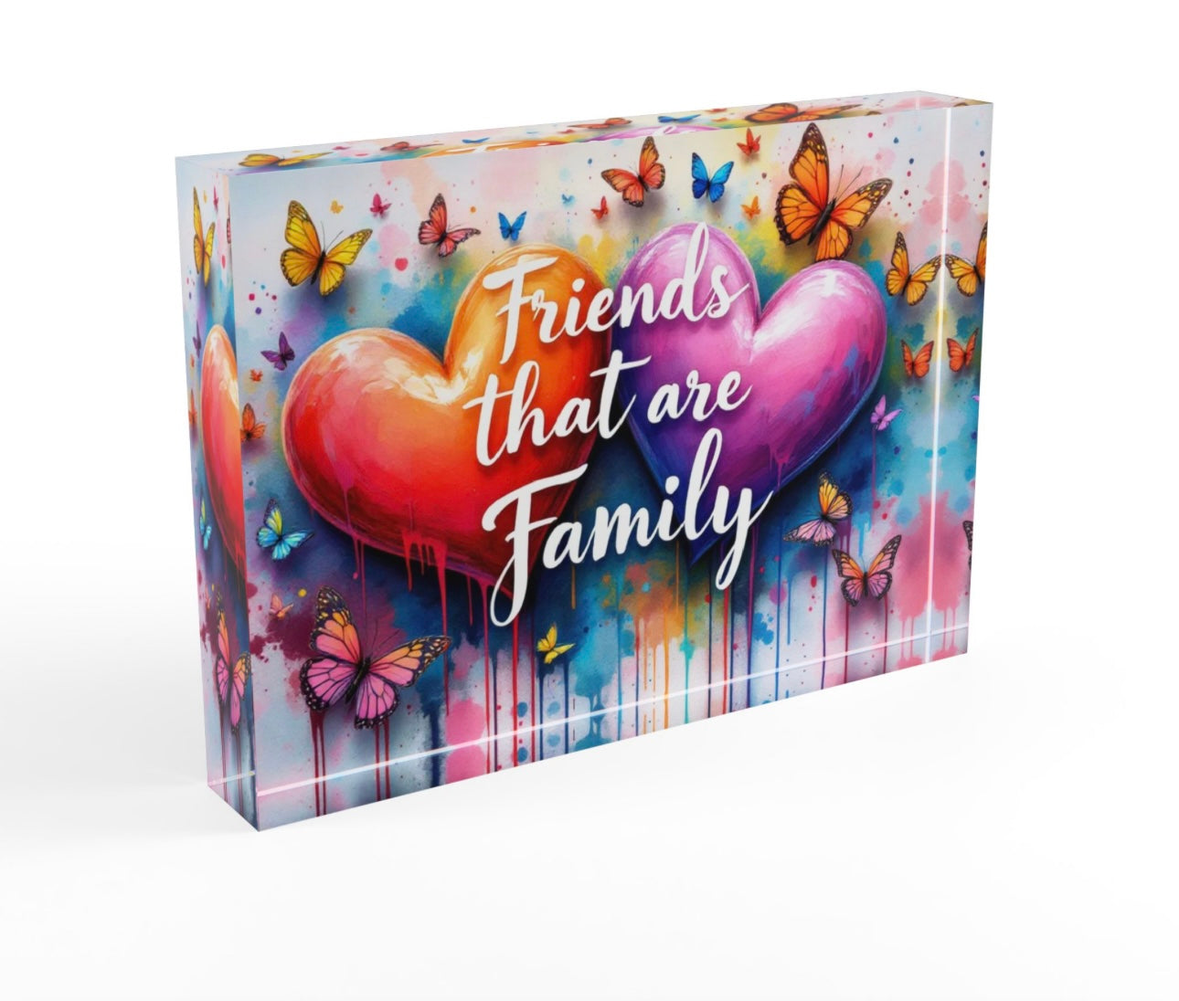 Friends That Are Family Crystal Block Table Decor