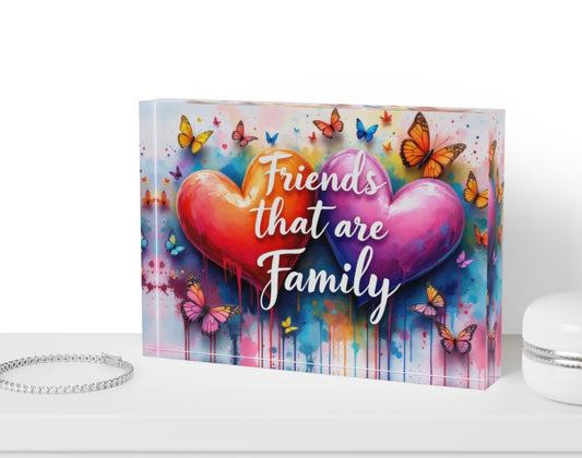 Friends That Are Family Crystal Block Table Decor