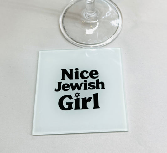 Nice Jewish Girl Glass Coaster