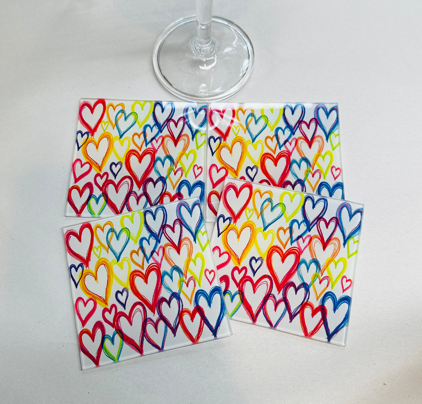Graffiti Colorful Hearts Coaster Set