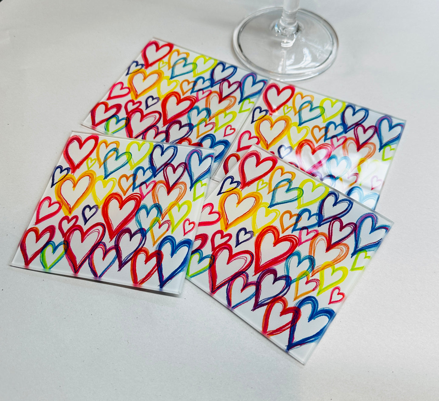 Graffiti Colorful Hearts Coaster Set