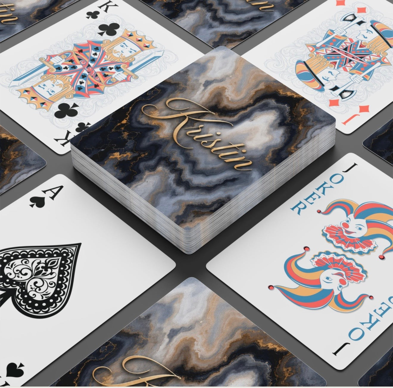 Personalized Agate Deck Of Playing Cards Canasta Cards
