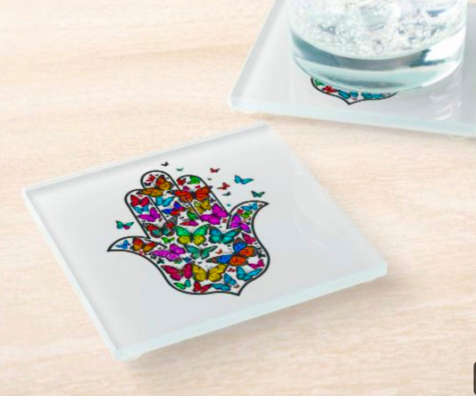 Oh So Pretty Hamsa and Butterflies Coaster Set