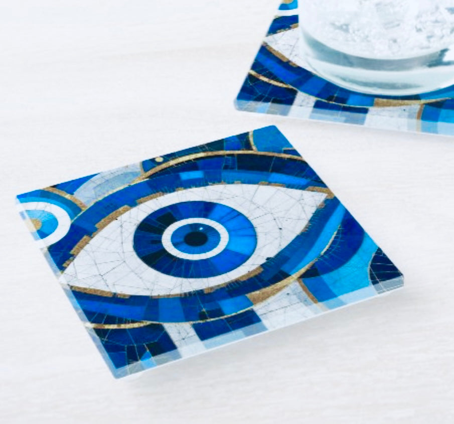 Abstract Evil Eye Coaster Set