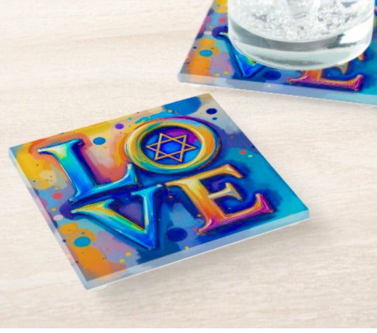 Love Star of David Judaica Coaster Set