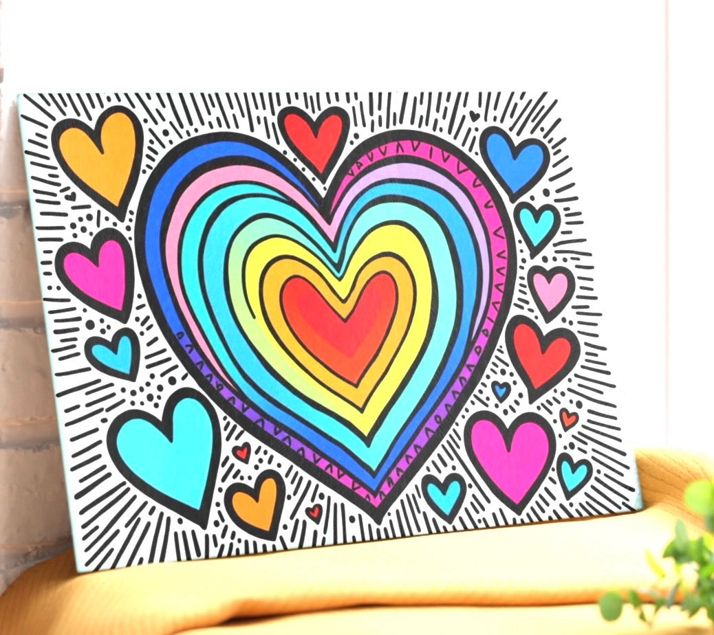 Pop Abstract Art Heart Cutting Board