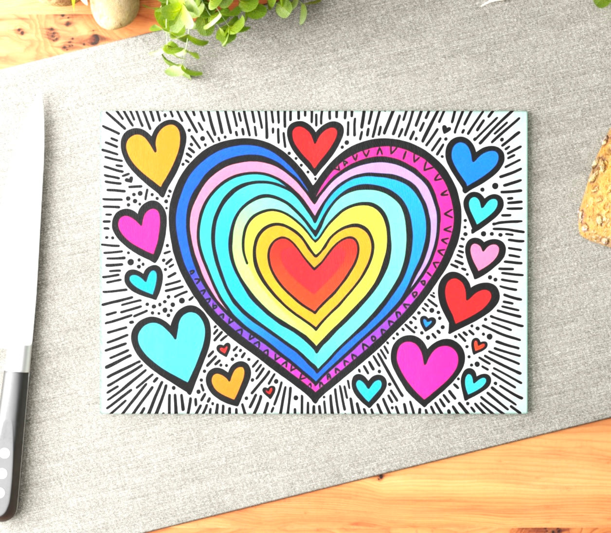 Pop Abstract Art Heart Cutting Board