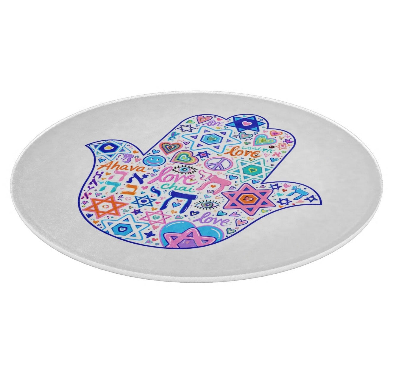Hamsa Judaica Symbols Art Glass Cutting Board Serving Platter