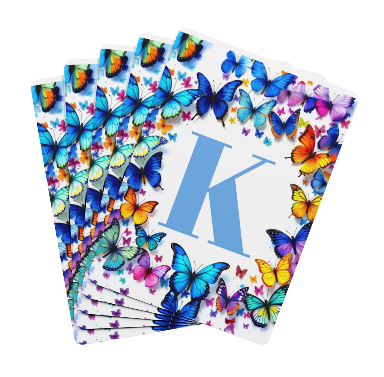 Personalized Initial Butterfly Deck Of Playing Cards