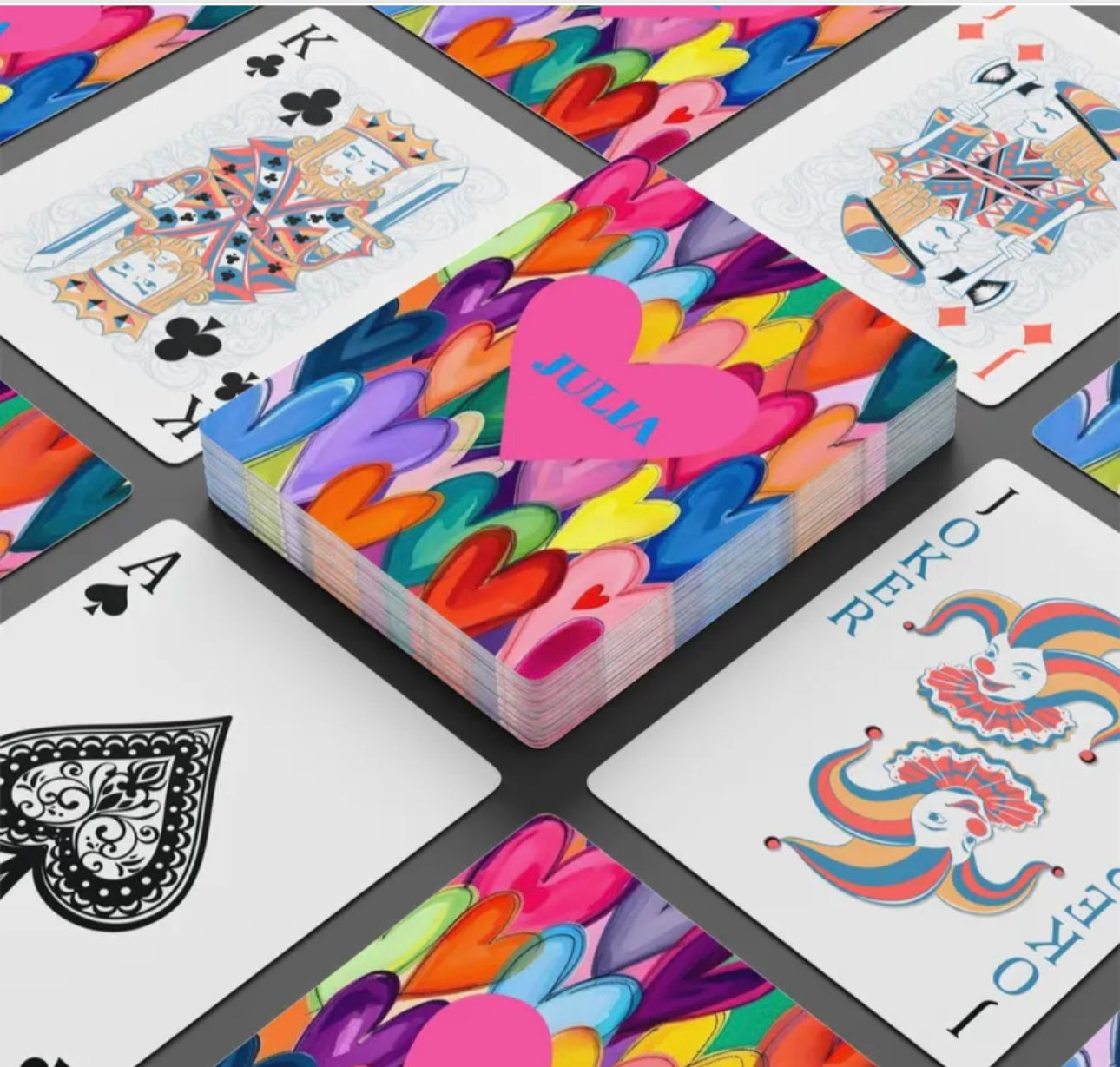 Personalized Hearts Deck Of Playing Cards Canasta