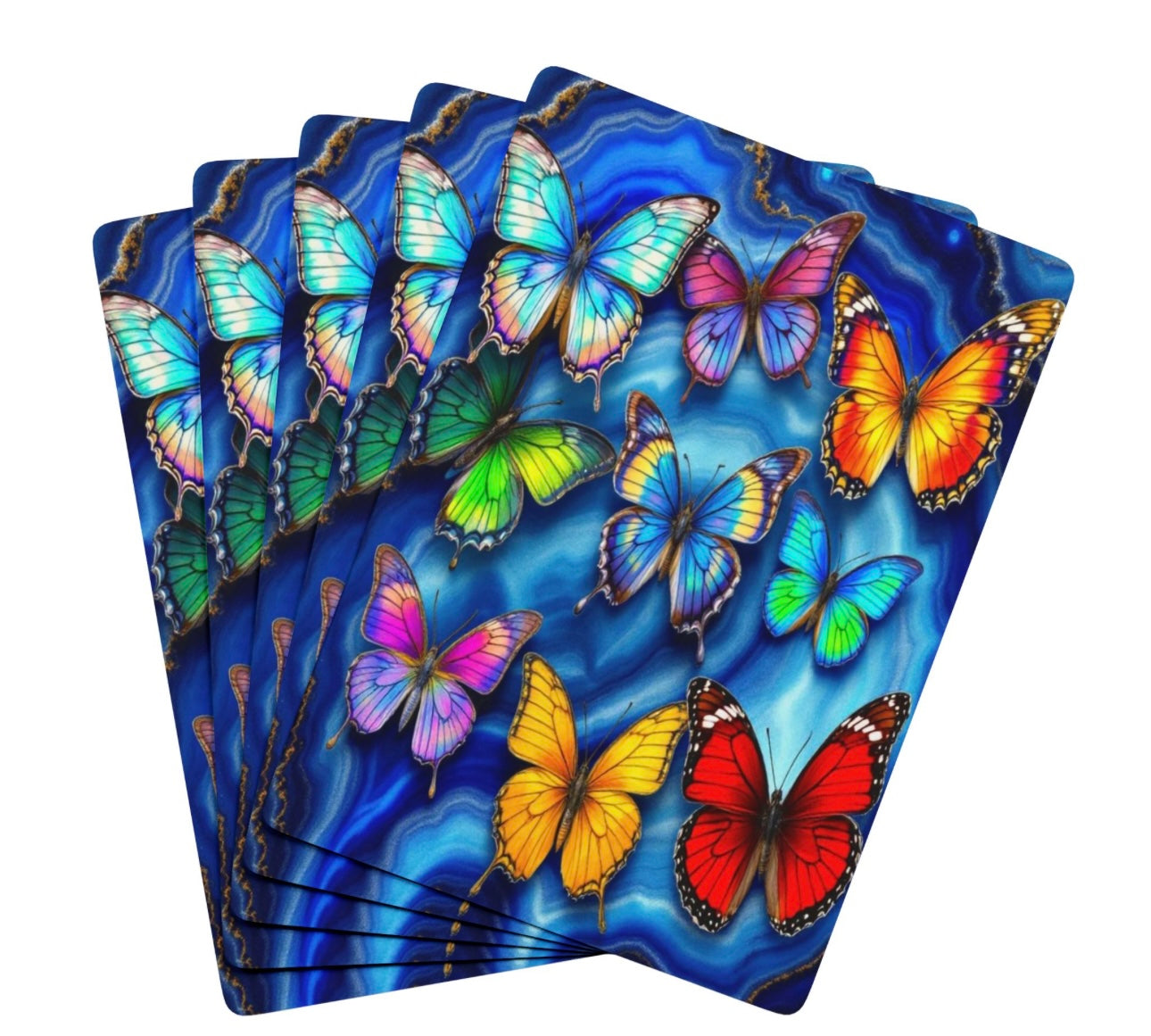 Butterfly Blues Agate Deck Of Playing Cards