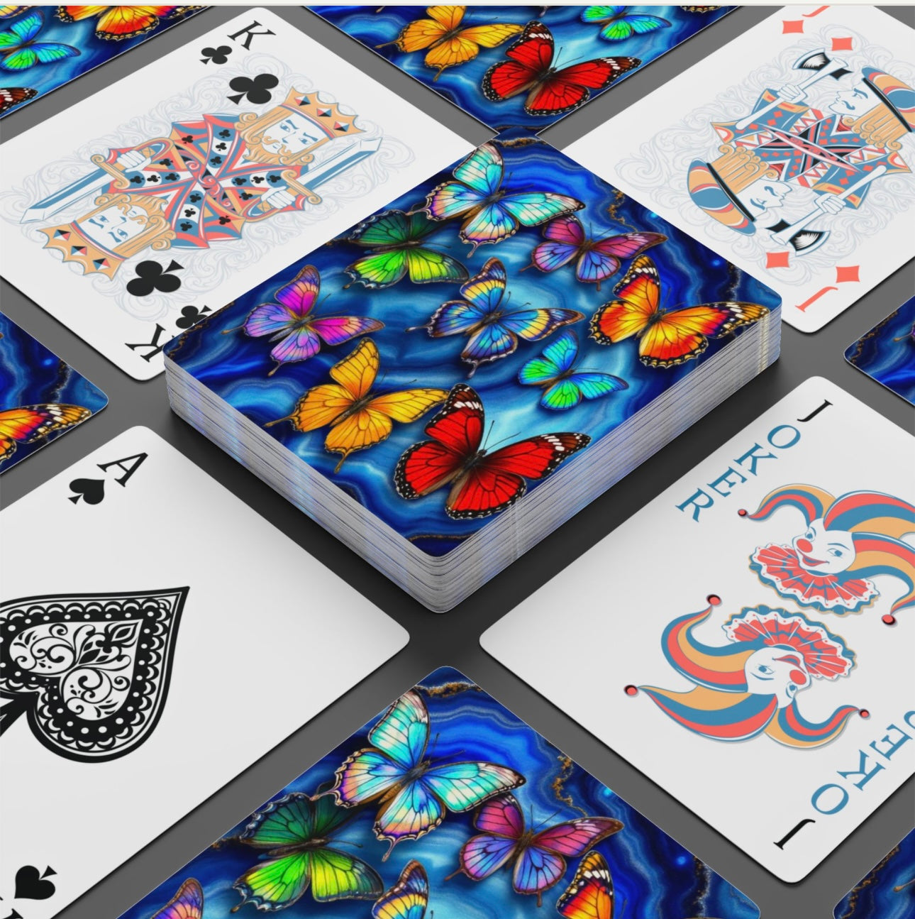 Butterfly Blues Agate Deck Of Playing Cards