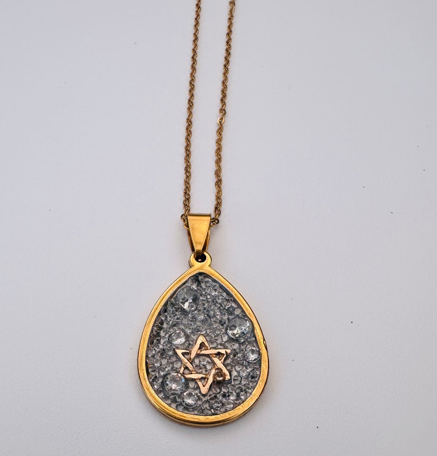 Star of David Semi Precious Stone Gold Necklace