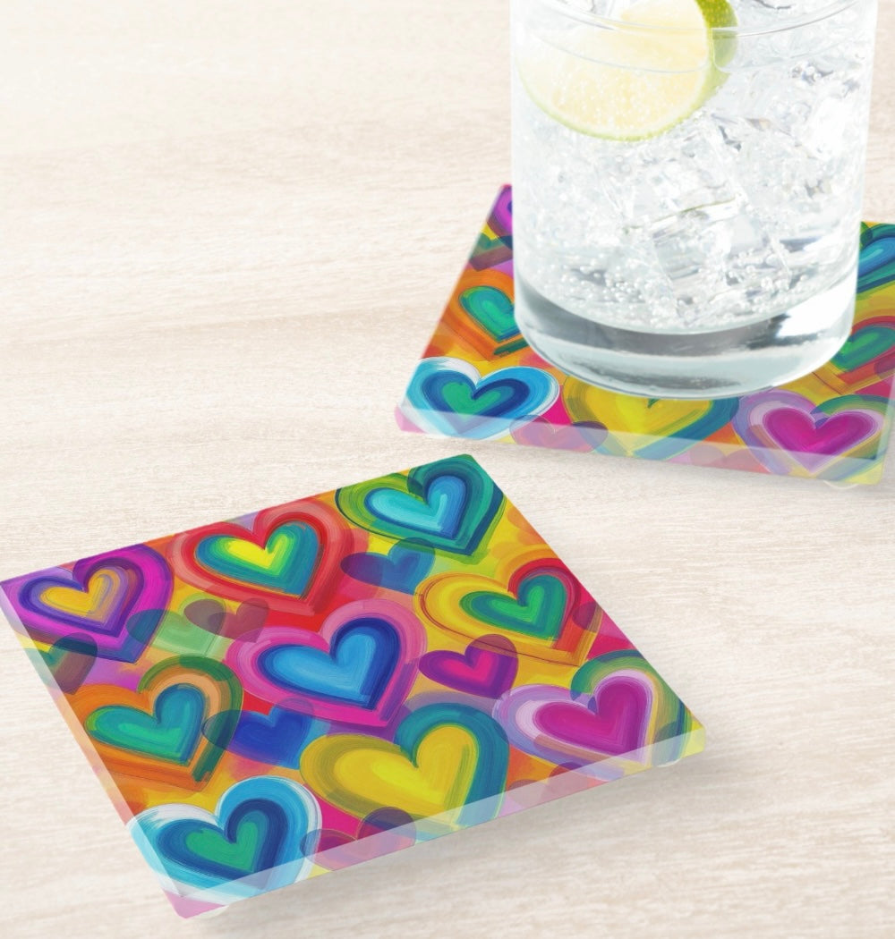 Colorful Hearts Coaster Set