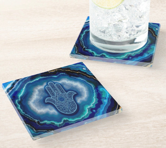 Hamsa Star Of David Coaster Set