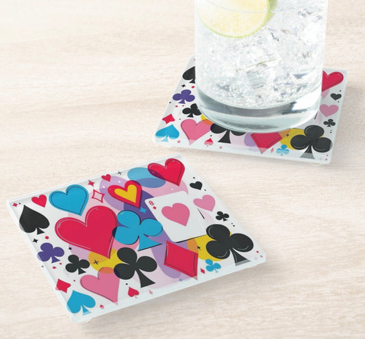 Abstract Card Symbols Canasta Coaster Set